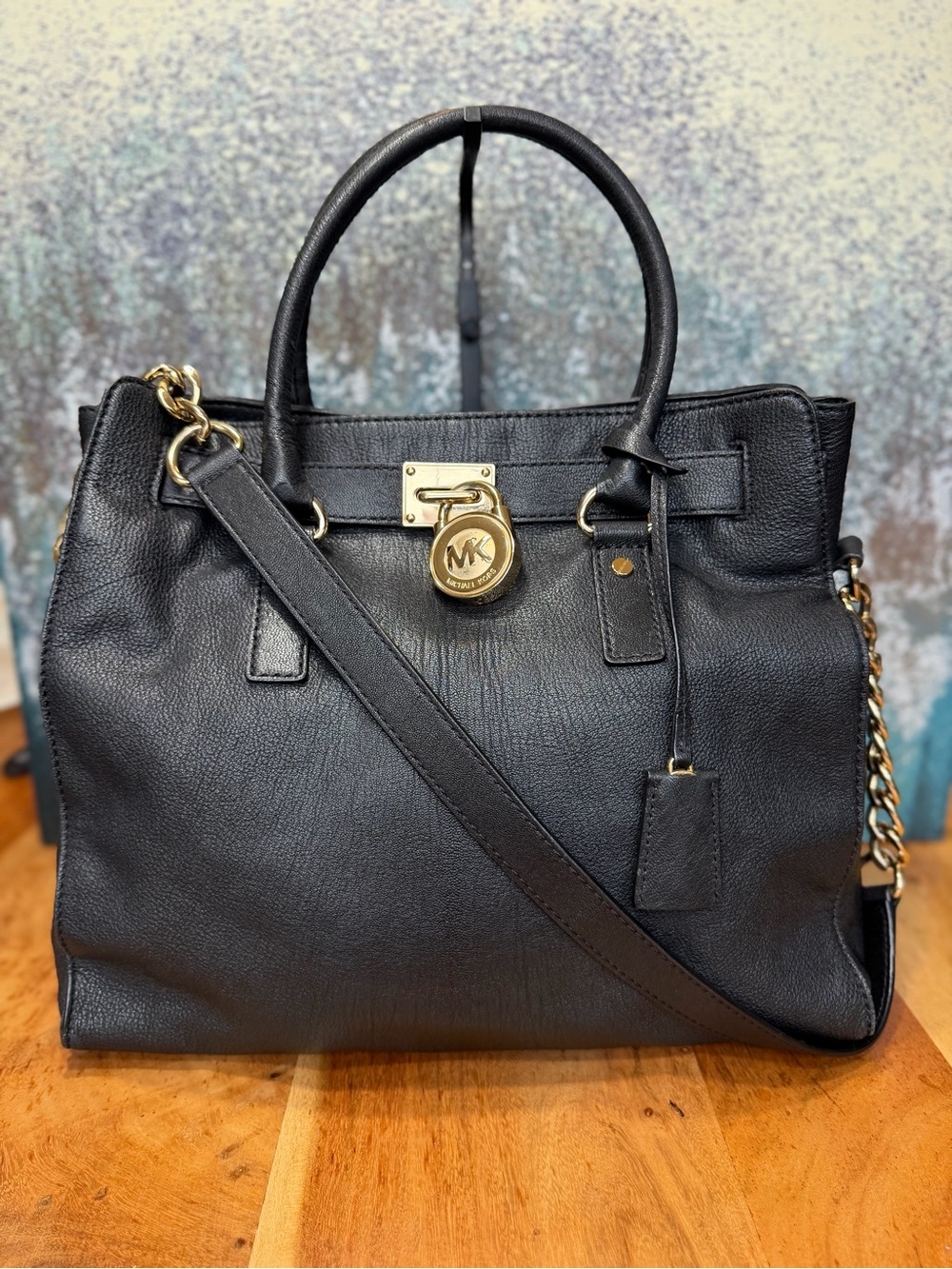 MICHAEL Michael Kors Classic 2010s Large Hamilton Black Leather Tote